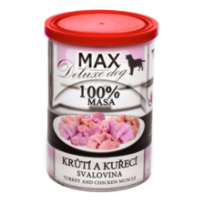 MAX konzerva 400g morčacia a kuracia svalovina